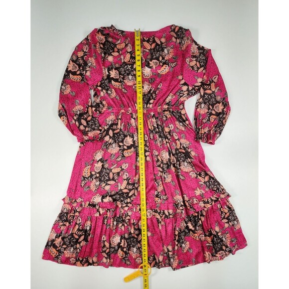 Lane Bryant Dress Size 20 Pink Floral Long Sleeve Midi Dress w/Pockets - Picture 11 of 11